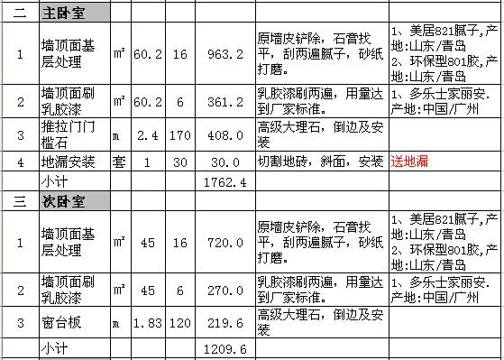 石家庄装修预算表 石家庄装修预算表