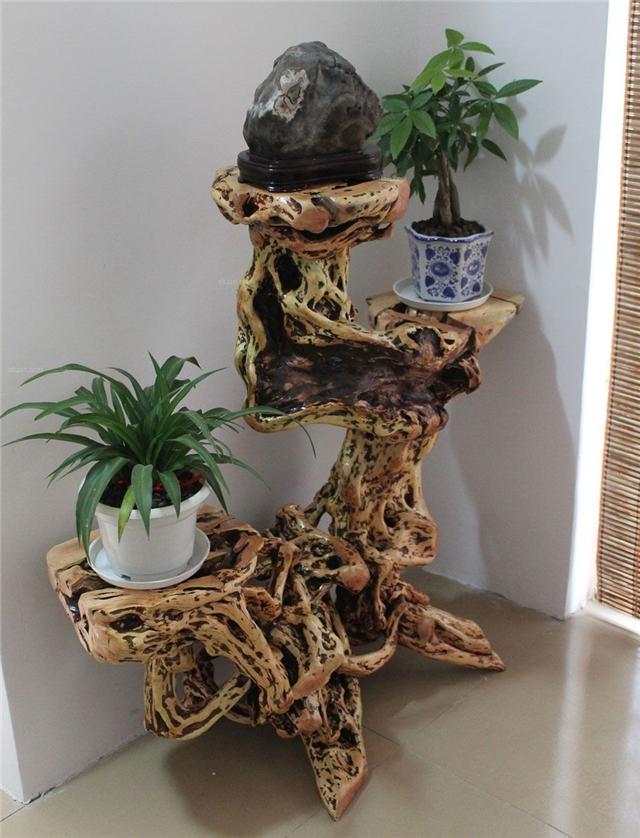 根雕花架