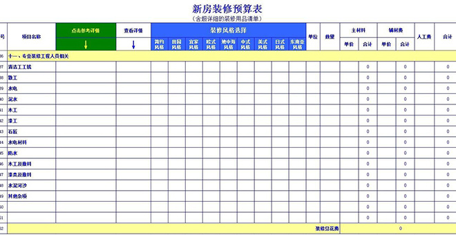 装修预算报价 装修预算报价